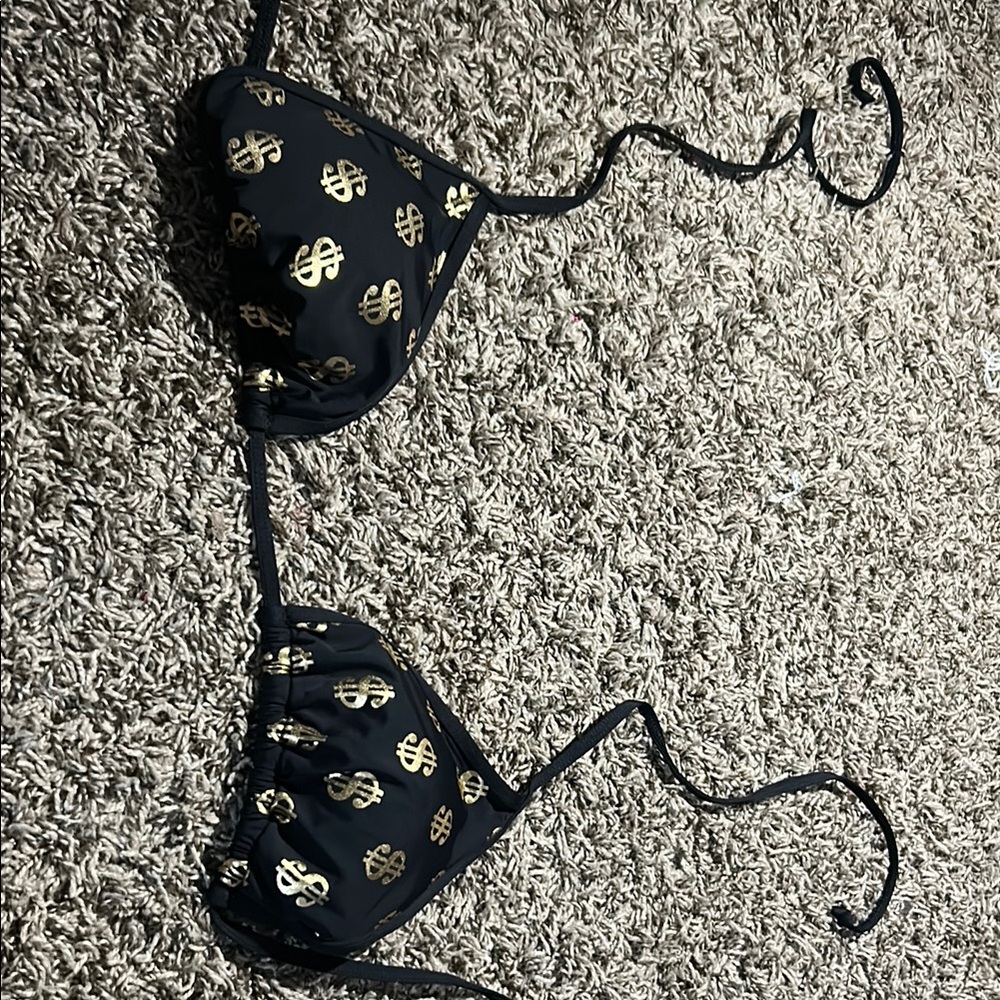 Supreme Black and Gold Swimwear Top